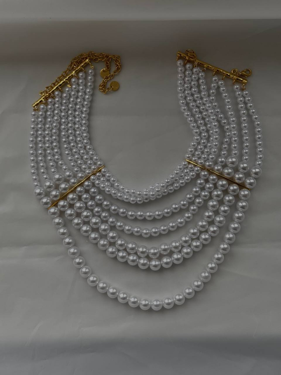 Колье под золото с жемчугом