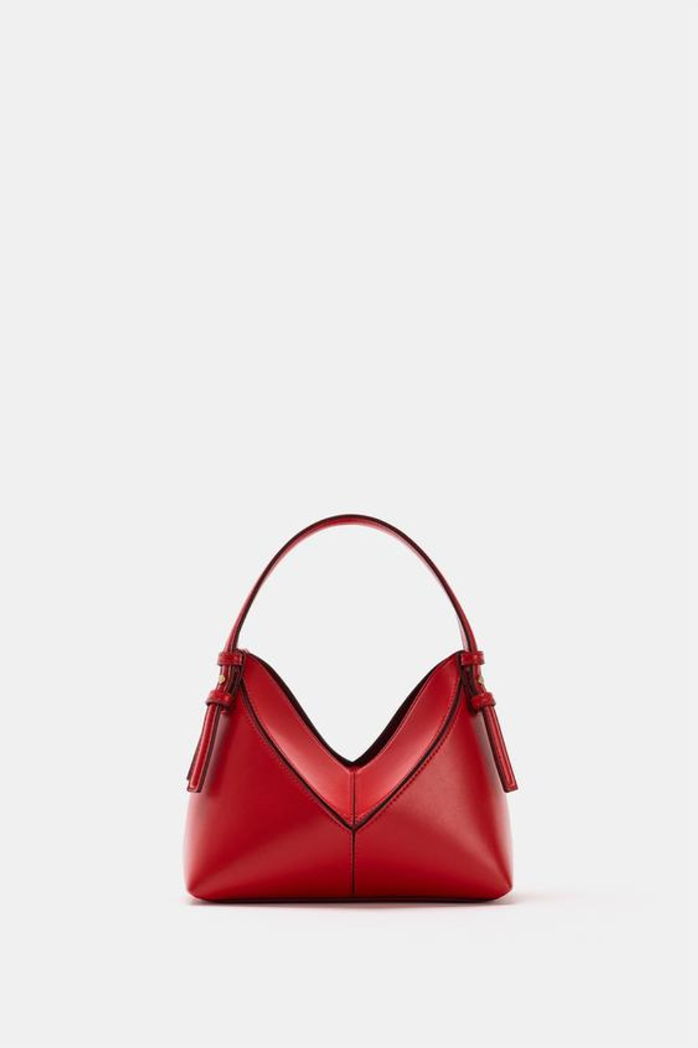 ZARA МИНИ-СУМКА-МЕШОК С ДЕКОРАТИВНОЙ СТРОЧКОЙ, КРАСНЫЙ