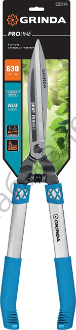 GRINDA FH-630, длина 630 мм, кованые лезвия, антикор. покрытие, алюминиевые рукоятки, накладки РР, кусторез, PROLine (423792)