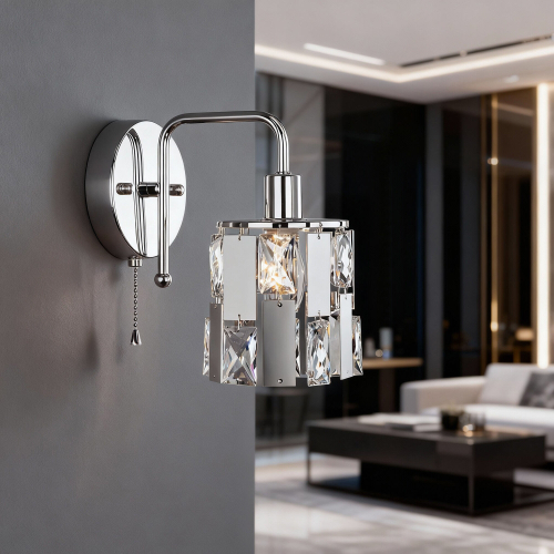 Бра с хрусталем 10101/1 хром/прозрачный хрусталь Strotskis