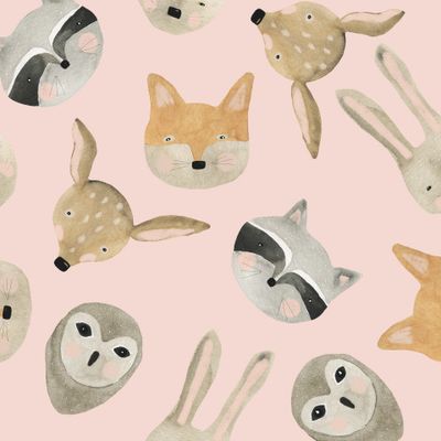 лесные зверюшки на розовом