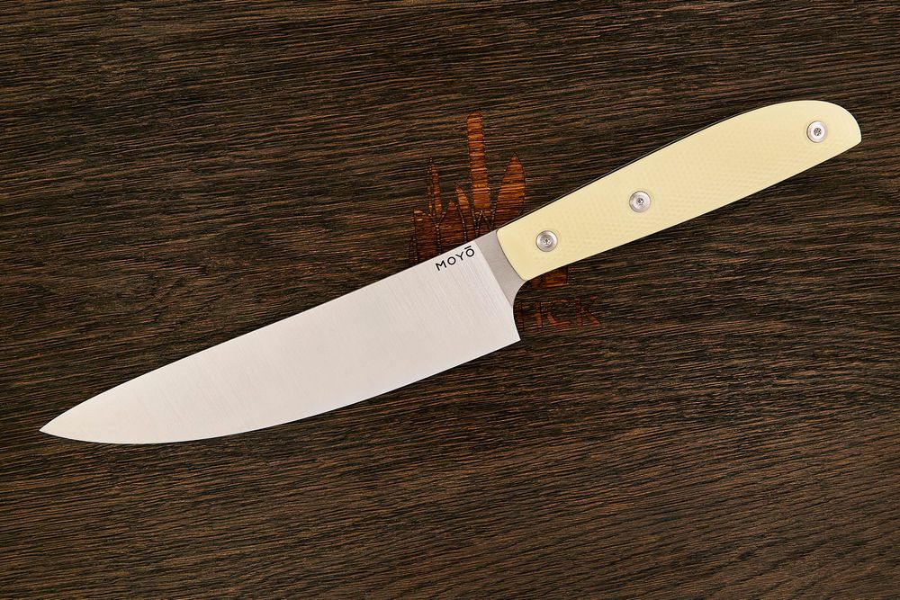 Нож кухонный MOYO Геликон шеф 180мм, сталь AR-RPM9, рукоять G10-extra слоновая кость