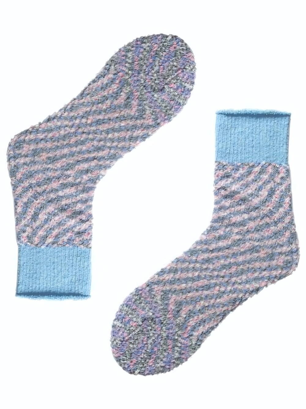 Плюшевые женские носки со спиралевидным узором Soft (Размер: 23) (Цвет: бледно-фиолетовый)