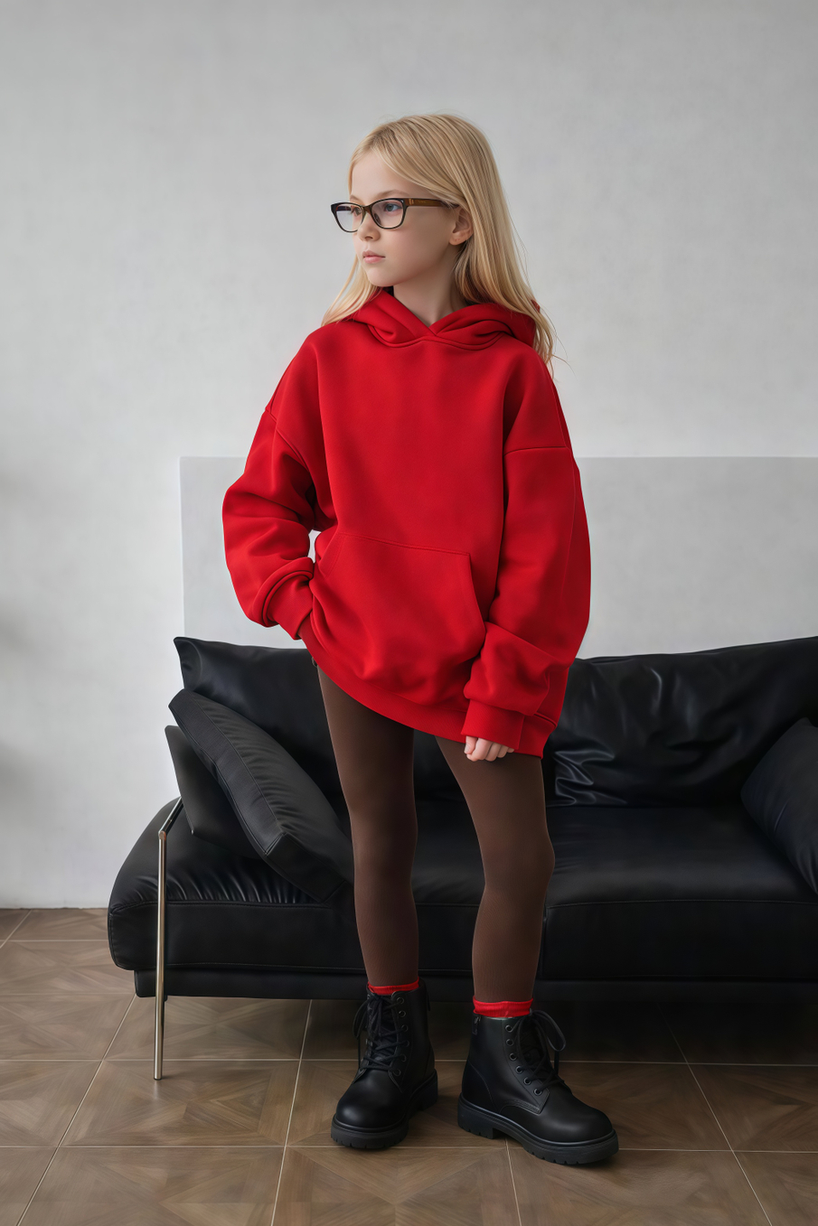 Толстовка с капюшоном для девочки  "Basic" красный