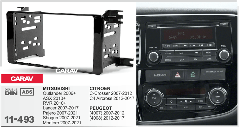 Mitsubishi Outlander XL 2006+, Lancer, Pajero, 2DIN (Carav 11-493)