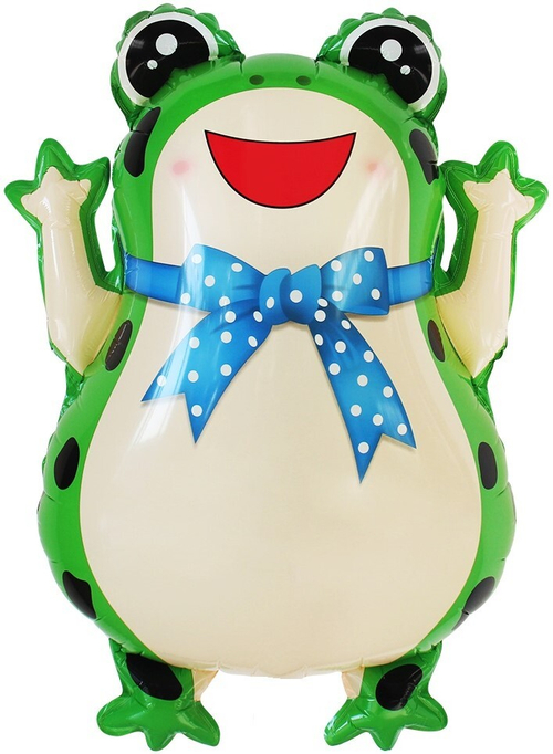 Шар фольга фигура 64см Лягушонок с бантиком