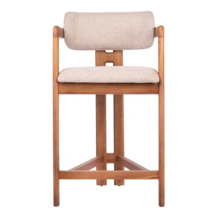 Стул полубарный Bradex Home Rich рогожка латте с ножками цвета орех