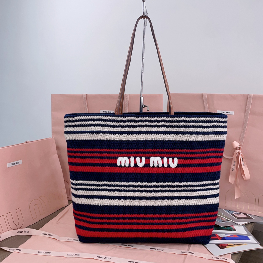 Miu Miu Woven Fabric Tote Bag