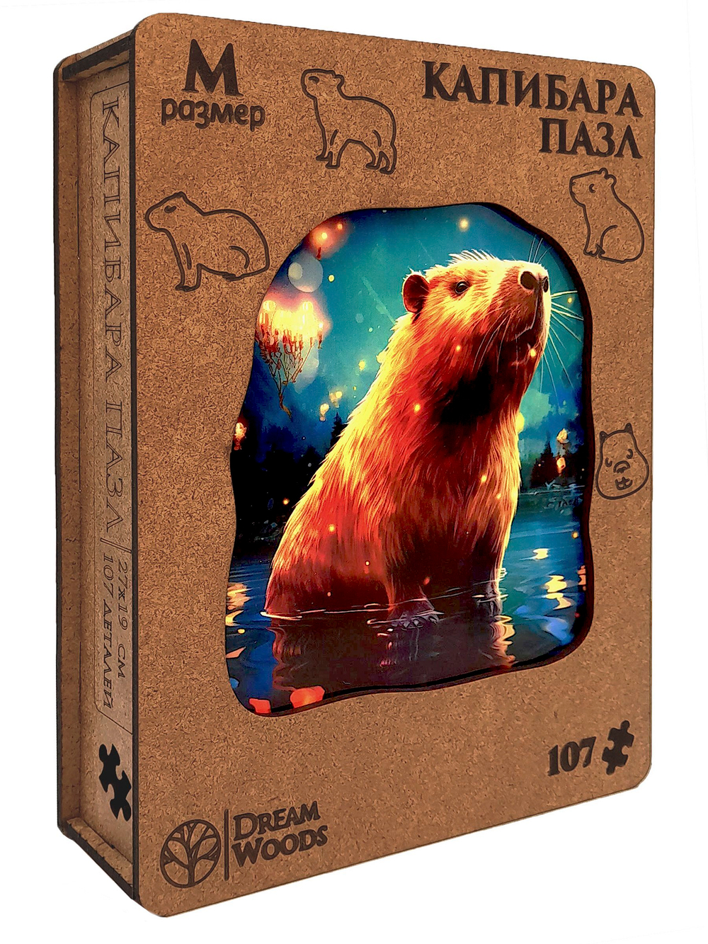 Пазлы деревянные 107 элементов 260*210мм "Капибара"