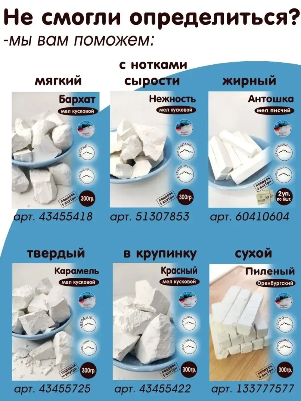 Мел для еды, пищевой съедобный 500гр.