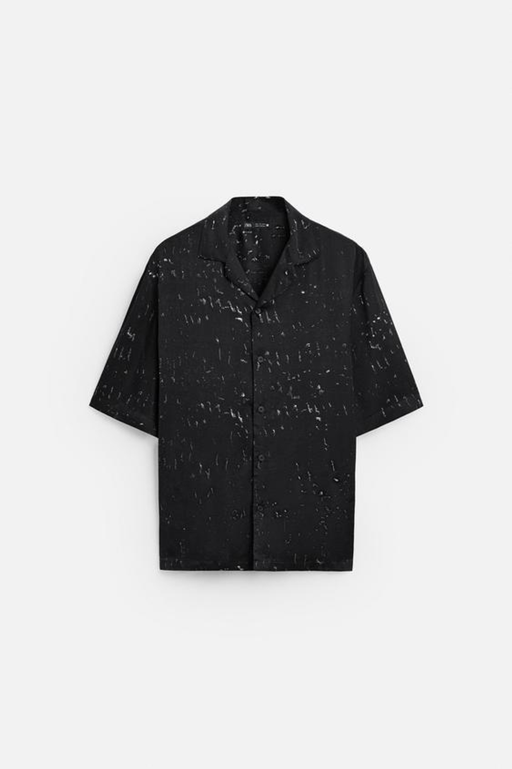 ZARA РУБАШКА С АБСТРАКТНЫМ ПРИНТОМ, БЕЛЫЙ/ЧЕРНЫЙ