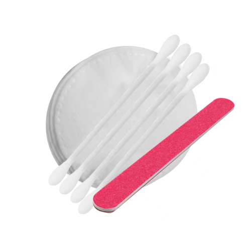 Косметический набор (2000 шт.):ватные диски 3 шт., ватные палочки 3 шт., пилочка для ногтей, в прозрачной упаковке