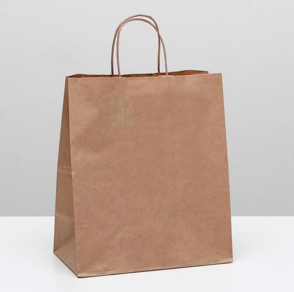Пакет бумажный с ручкой 26*15*35 см средний