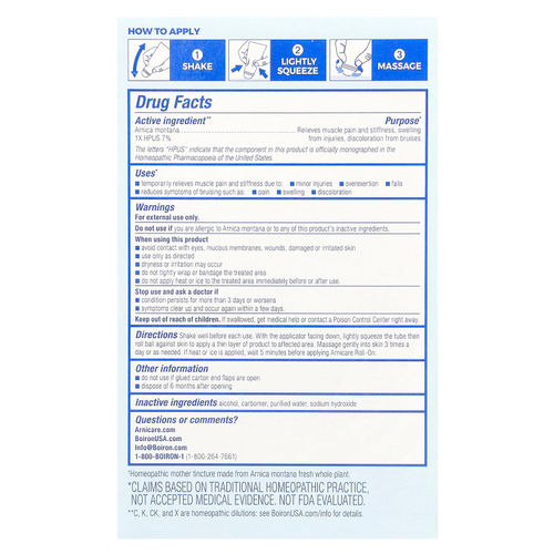 Boiron, Arnicare, шариковое обезболивающее, 2 тюбика, по 1,5 унции