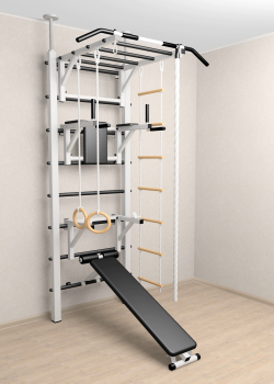 Шведская стенка Sv Sport враспор (Турник рукоход/Брусья/Стойка/Скамья/Канат/Kольца/Лестница)
