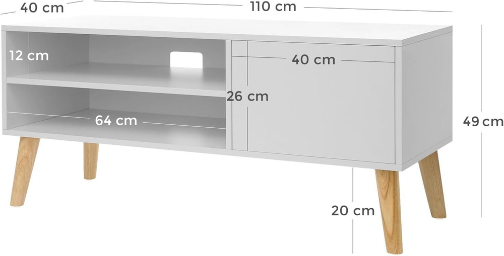 Тумба под телевизор VASAGLE LTV09WT в стиле ретро, до 50 дюймов110 x 40 x 49,5 см