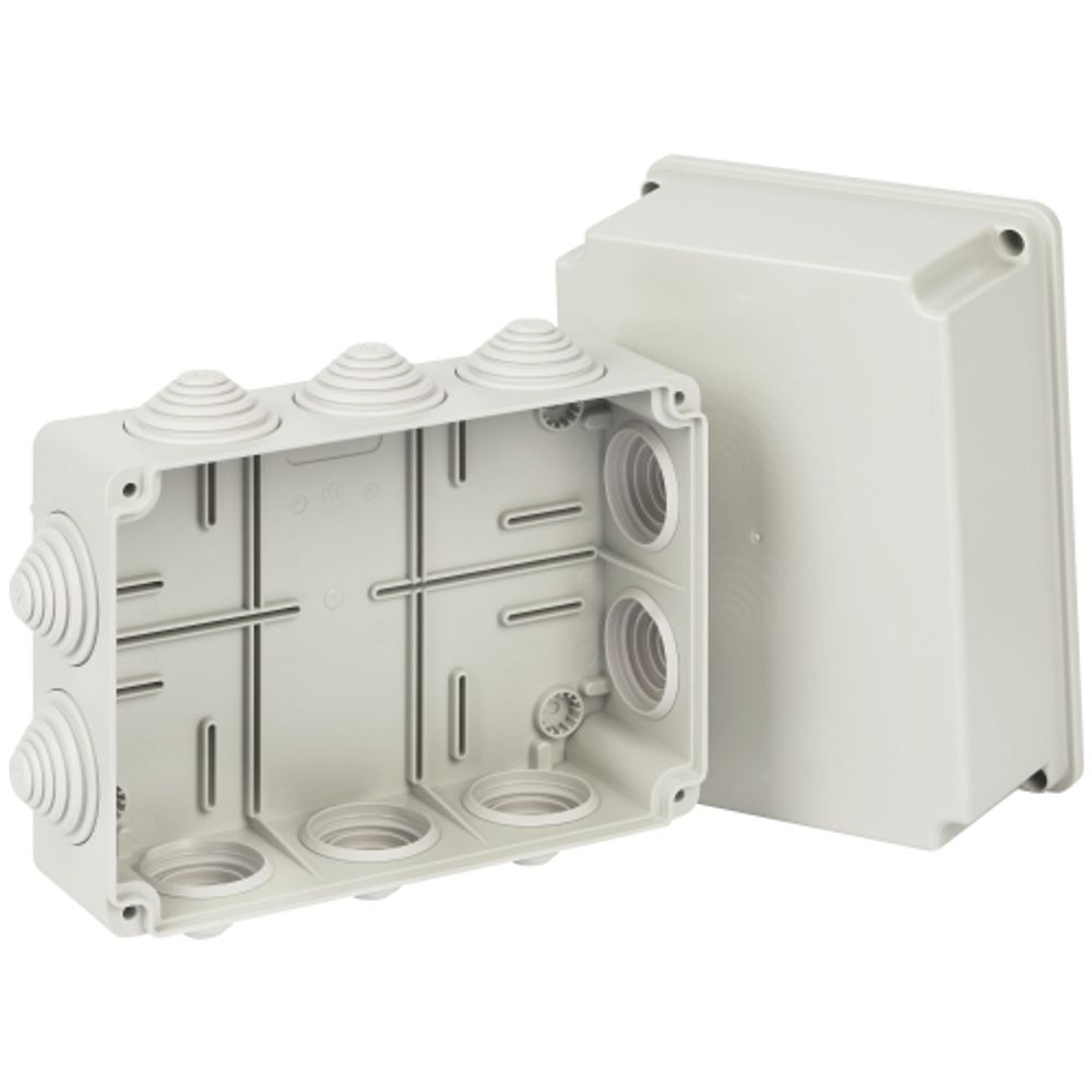 Распаячная коробка ЭРА KORv-190-140-120-10g-44 ОП серая 190х140х120мм на винтах 10 гермовводов IP44