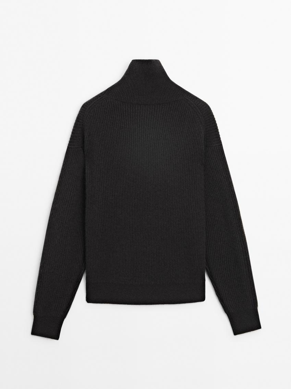 Massimo Dutti Свитер платочной вязки из 100% кашемира, свинцовый