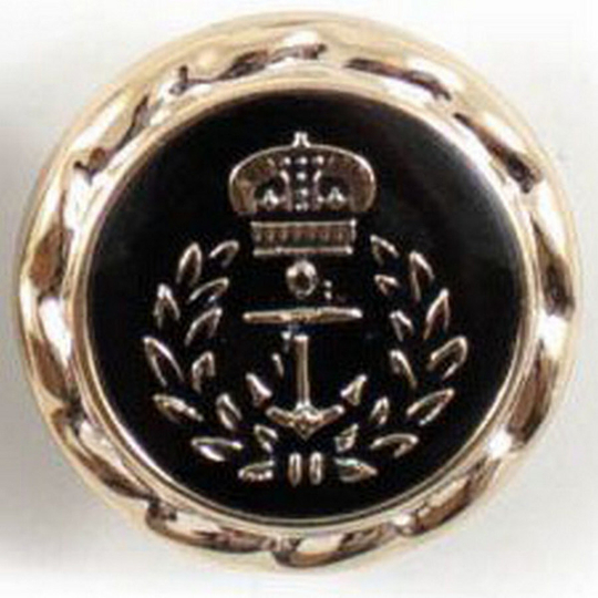 пуговица золото-черный 24L/15мм пластик, под метал, глянцевая, рис герб, на ножке NE194