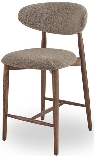 Стул полубарный Comfy 65 см, бежевая ткань, ножки орех