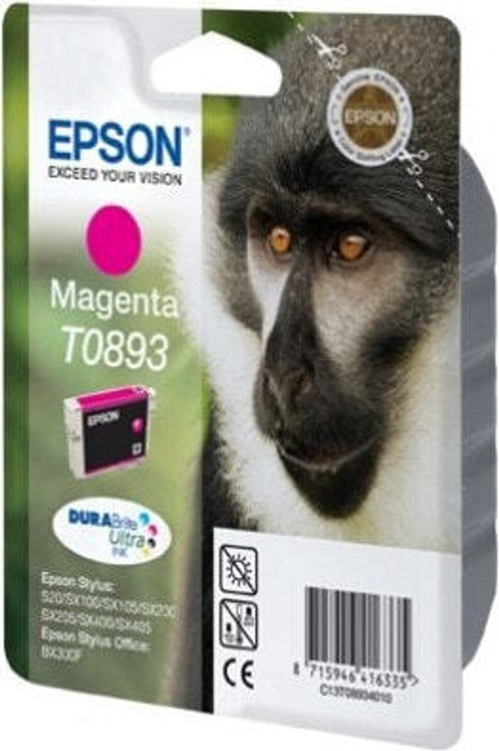 Epson Monkey T0893 DURABrite Ultra Подлинный Пурпурный 1 шт C13T08934010