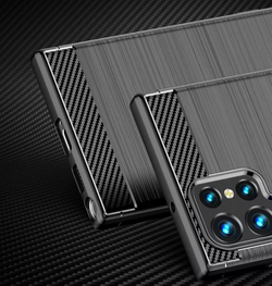 Тонкий защитный чехол в стиле карбон для смартфона Samsung Galaxy S22 Ultra, серии Carbon от Caseport