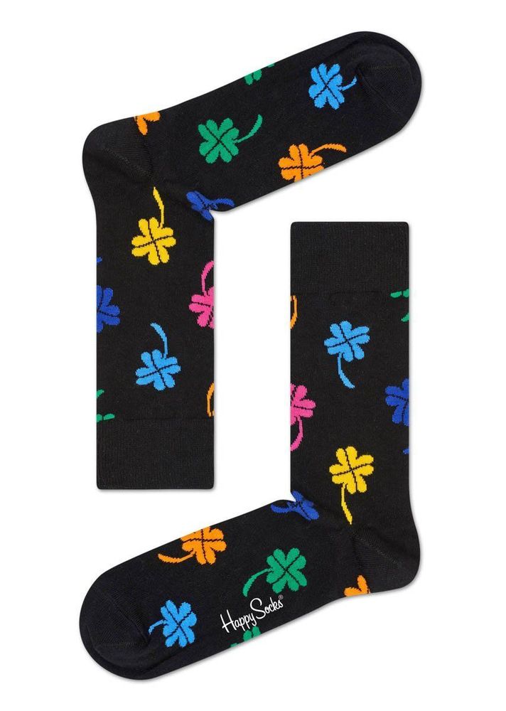 Носки унисекс Big Luck Sock с четырехлистными цветными клеверами (Размер: 29) (Цвет: черный)