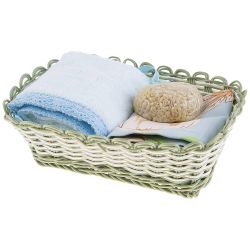 НАБОР ИЗ 2-Х ПОЛОТЕНЕЦ В КОРЗИНЕ+МЫЛО, "ШАРМ",30Х50СМ,Х\Б 100% ,ГОЛУБОЙ,МАХРА+РОГОЖКА.