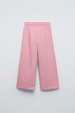 ZARA БРЮКИ WIDE LEG ИЗ МЯГКОЙ ТКАНИ С НАДПИСЬЮ, РОЗОВЫЙ