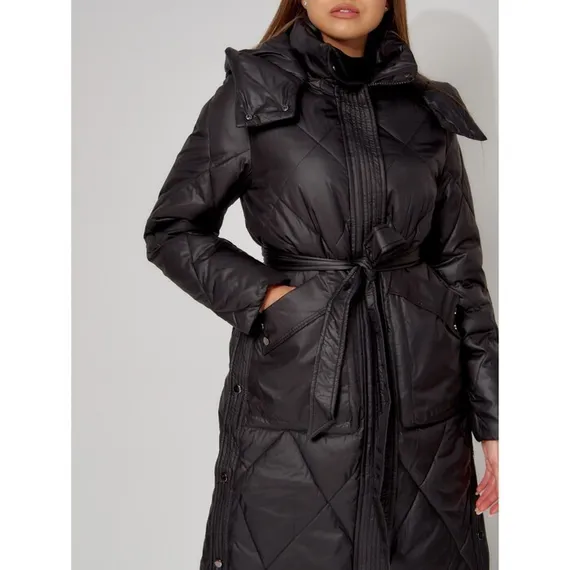 Пальто утеплённое стёганое женское, цвет чёрный, размер 48