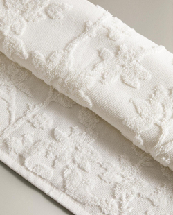 Zara Home - Жаккардовое банное полотенце с цветочным рисунком, белый, 30х50 см