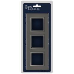 Рамка для розеток и выключателей ЭРА Elegance 14-5103-16 на 3 поста, стекло, титан