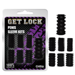 Набор из 7 черных насадок на пенис Get Lock (Цвет: черный)
