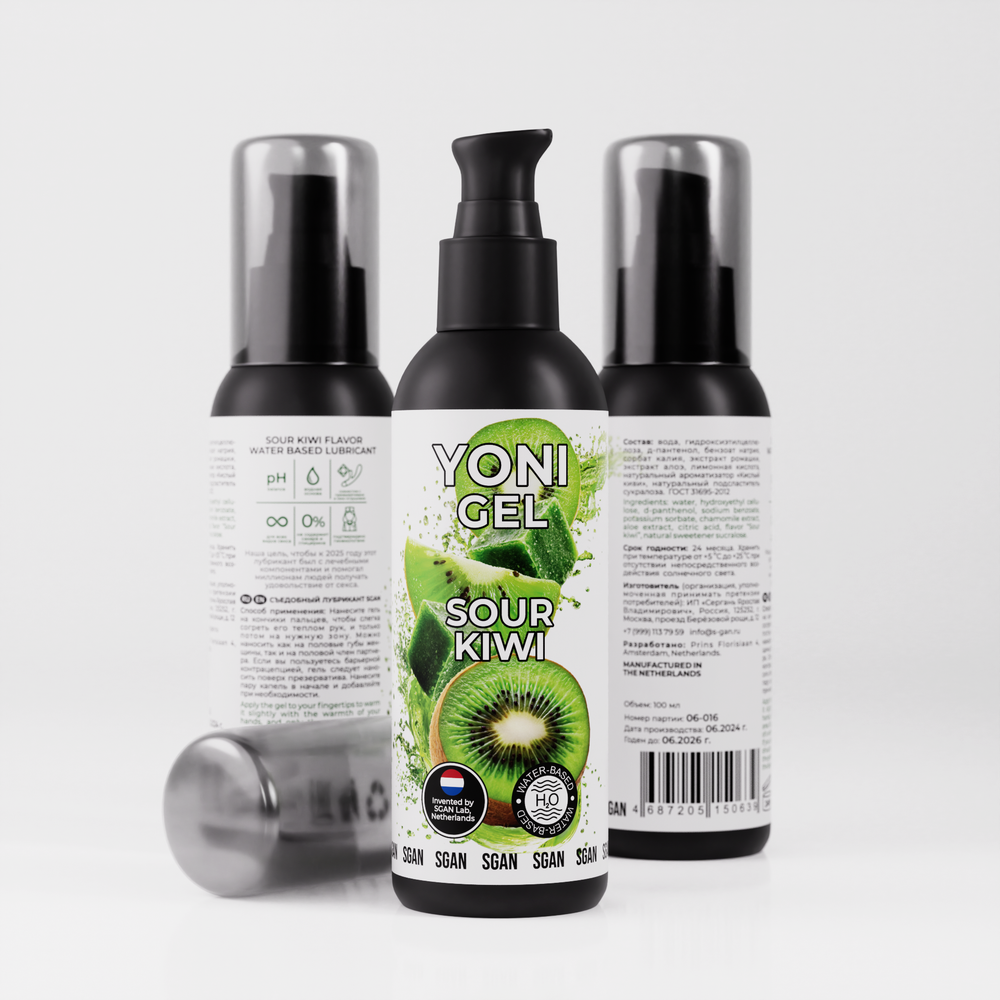 Сьедобный гель на водной основе SGAN Yoni Gel, Sour Kiwi, 100 мл.