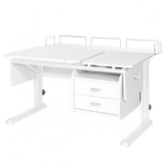 Растущая парта Астек Твин-2 с фронтовой приставкой и тумбой на 2 ящика (1150×850 мм)