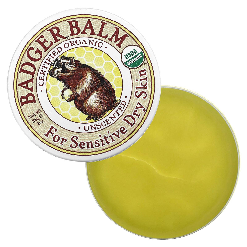 Badger, Бальзам Badger, для сухой и чувствительной кожи, без запаха, 2 унции (56 г)