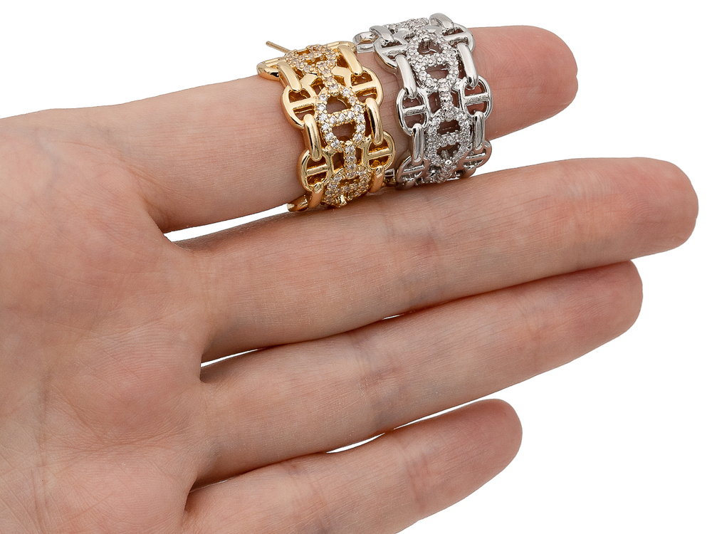 Серьги-Кольца "Hermes" 23мм, со стразами