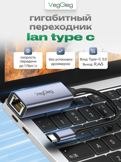 Гигабитный LAN-адаптер Type-C 3.0 VegGieg