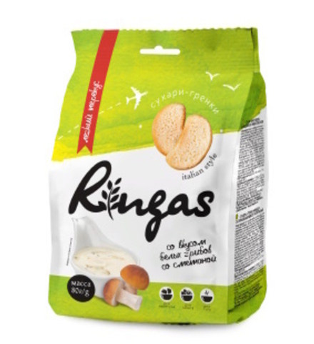 Сухари-гренки "Ringas" со вкусом белых грибов со сметаной Слуцкий хлебозавод