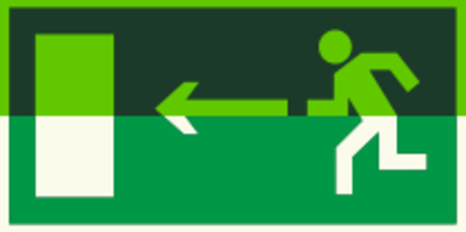 Е 04 "Направление к эвакуационному выходу налево"