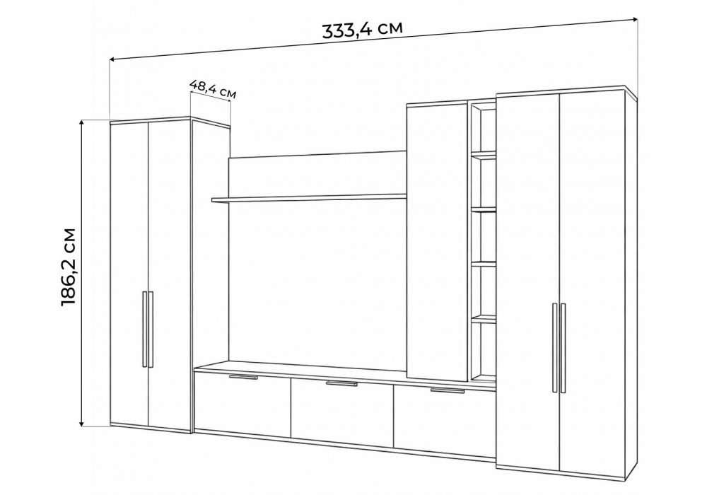 Готовая гостиная Woodville Филеста шиншилла серая, дуб вотан комплектация 2