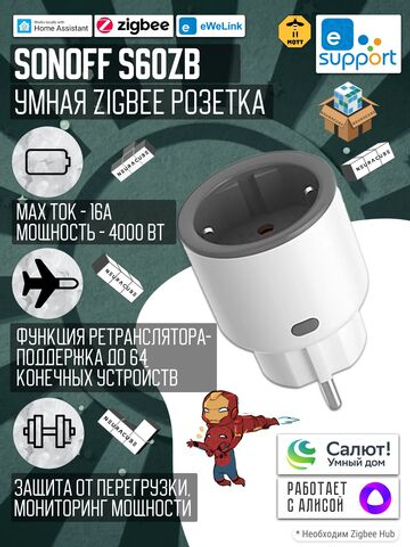 Умная Zigbee розетка Sonoff S60ZB