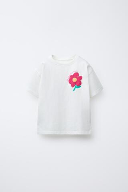ZARA ФУТБОЛКА С РЕЛЬЕФНЫМ ПРИНТОМ, РАЗНОЦВЕТНЫЙ