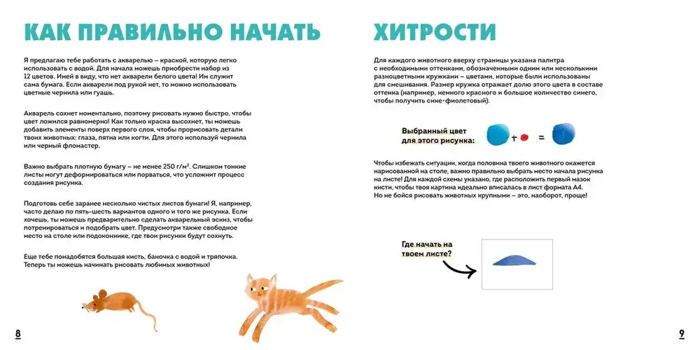 Акварельные зверюшки. Самая простая техника рисования акварелью