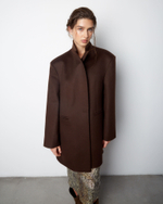 Пальто с асимметричным низом из шерсти и кашемира Диор темный шоколад