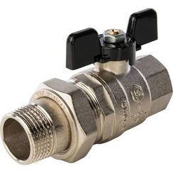 Кран шаровый со сгоном STOUT Н-В 1" бабочка полнопроходной 26351