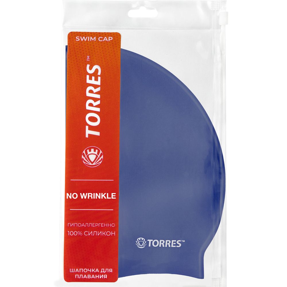 Шапочка для плавания TORRES No Wrinkle, SW-12203BL, синий, силикон