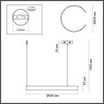 6534/43L LEDIO LN23 223 чёрный Светильник подвесной LED 43W 3000-6000K 1758Лм 220V INDIE