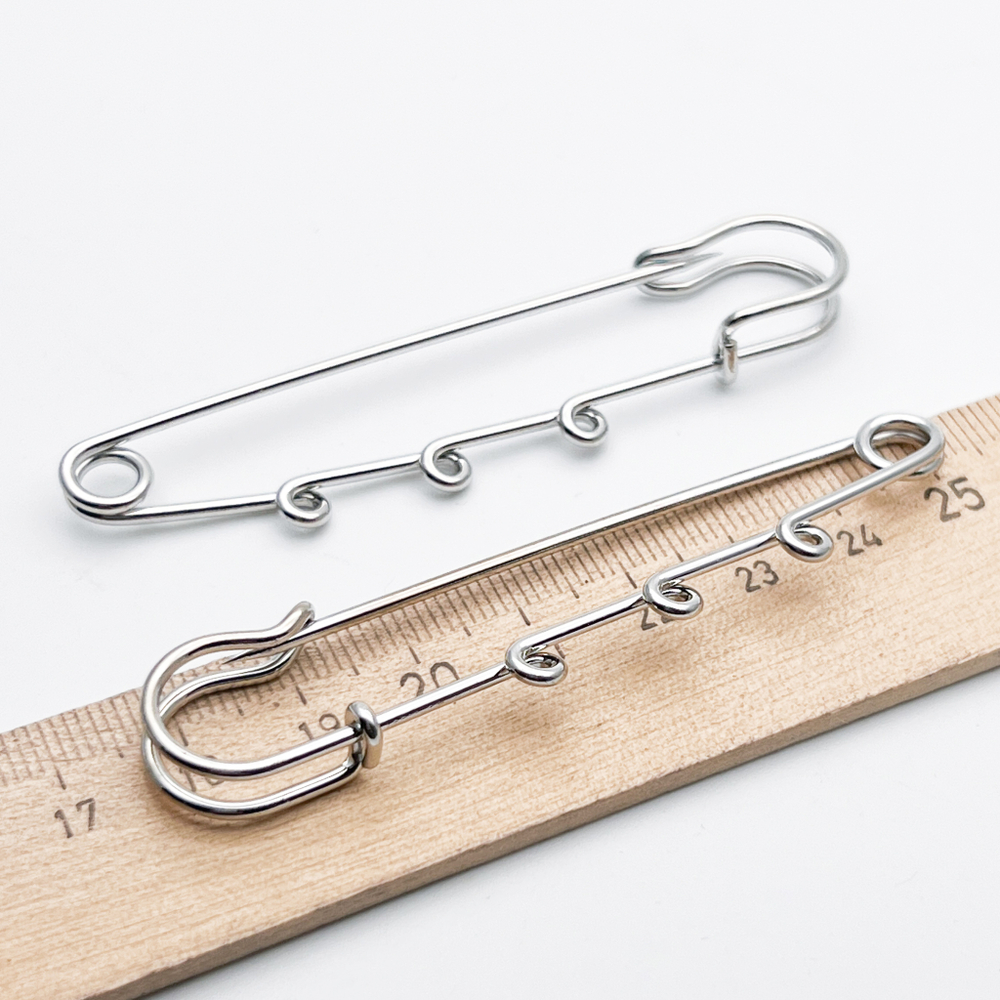 Основа для броши-булавки, сталь, 3 петли, размер 75*15 мм, цена за 1 шт