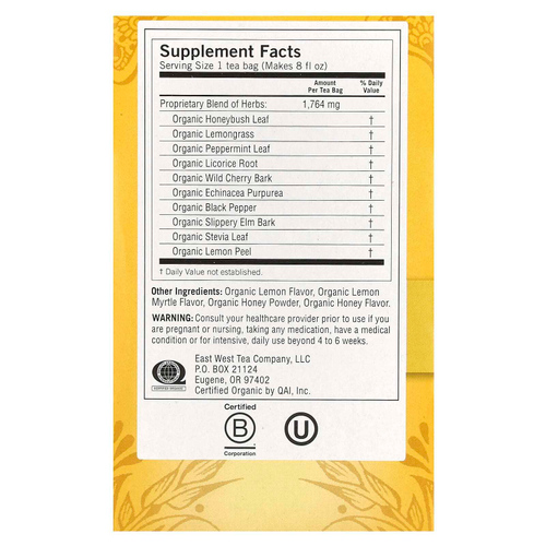 Yogi Tea, Органический, Throat Comfort, со вкусом меда и лимона, без кофеина, 16 чайных пакетиков, 1.12 унций (32 г)